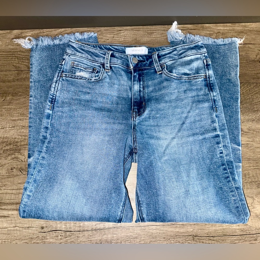 Vervet Women's Distressed Boyfriend Jeans - Light Blue